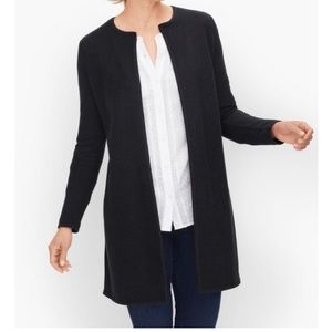 Talbots Open Front Tunic Sweater Cardigan Jacket Cotton Black size SP